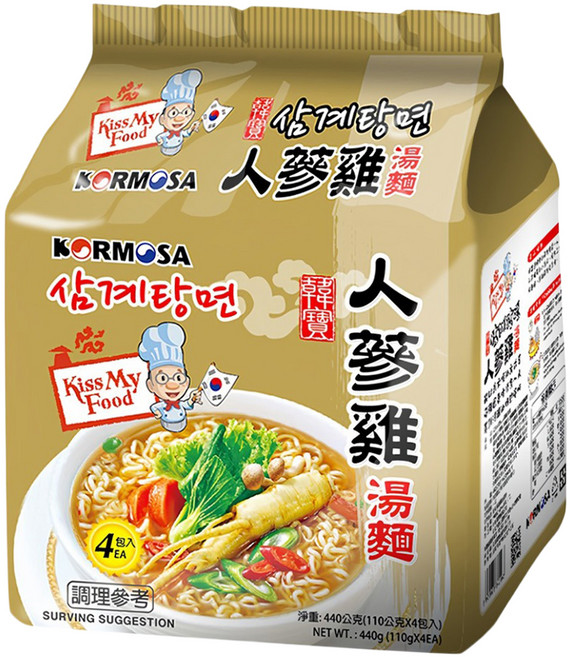 KORMOSA 韓寶 人蔘雞湯麵 110g, 4包