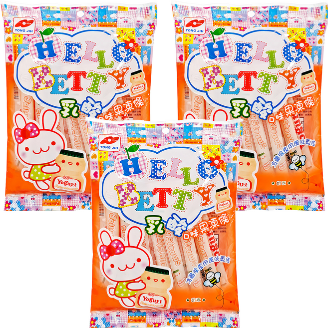 TONG JIH 統記食品 乳酸口味果凍條, 300g, 3袋