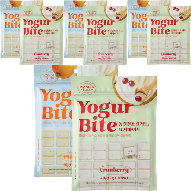 원더푸드 반려동물 요거바이트 동결건조간식, 호박. 크랜베리, 160g, 8개 - 쿠팡