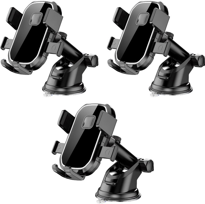 올비에스 차량용 흡착형 일반형 핸드폰 거치대, 3개, 블랙