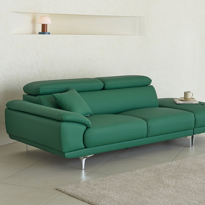 도모디자인 노바 무빙헤드 3.5인용 소파 우형 + 쿠션2p 세트 방문설치, 딥그린