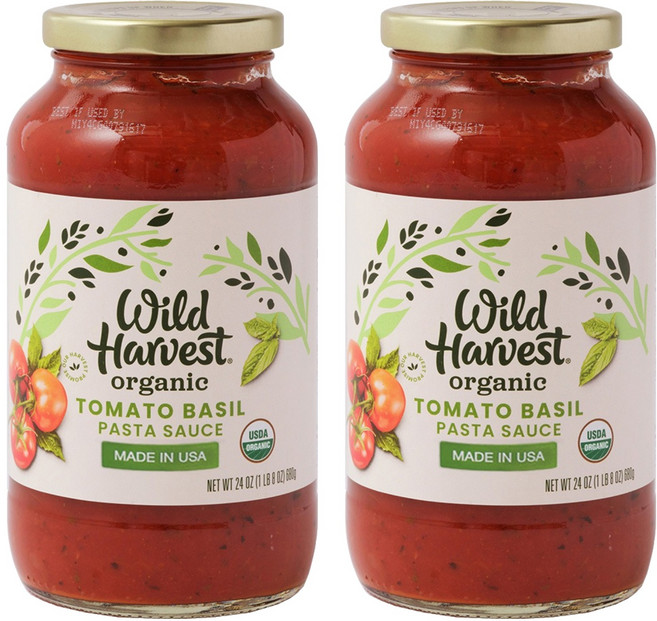 와일드하베스트 유기농 토마토 바질 파스타 소스, 680g, 2개