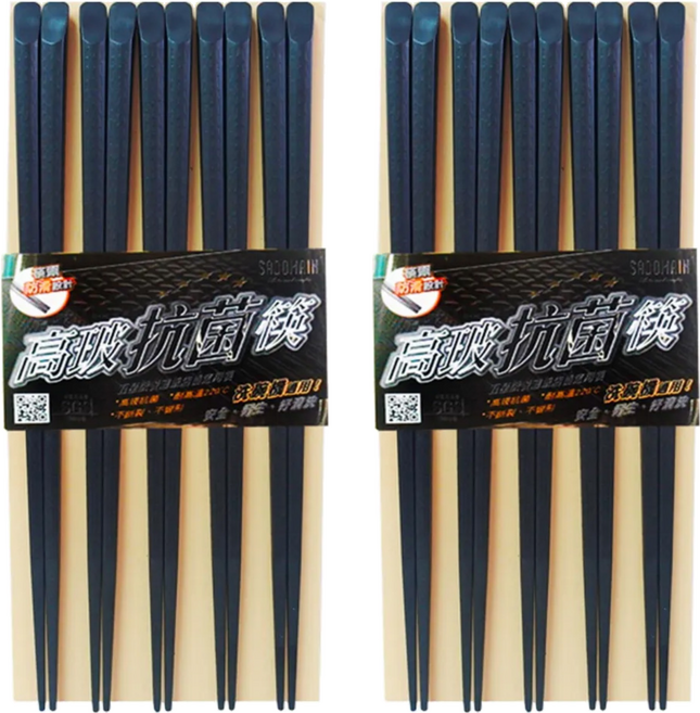 SADOMAIN 仙德曼 高玻環保筷, 5雙筷子, 黑色, 2組