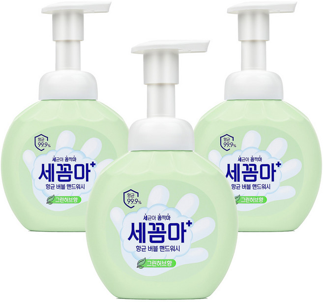 세균아꼼짝마 항균 버블 핸드워시 그린허브향, 250ml, 3개