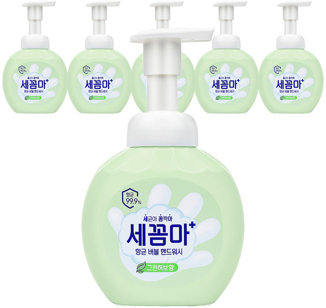 세균아꼼짝마 온더바디 버블 핸드워시 그린허브향, 250ml, 6개