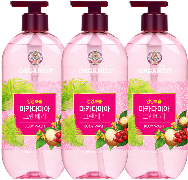 오가니스트 마카다미아 크랜베리 바디워시, 500g, 3개
