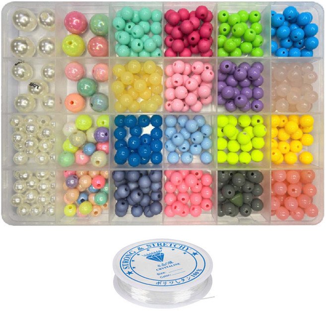 리니팜 24칸 파스텔 비즈 공예 세트, 둥근 파스텔, 1세트