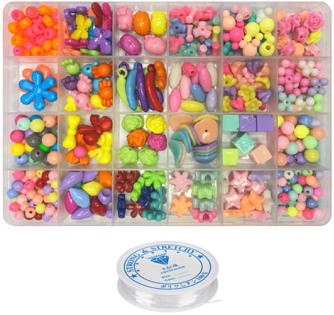 리니팜 24칸 파스텔 비즈 공예 세트, 비비드 앤 파스텔, 1세트