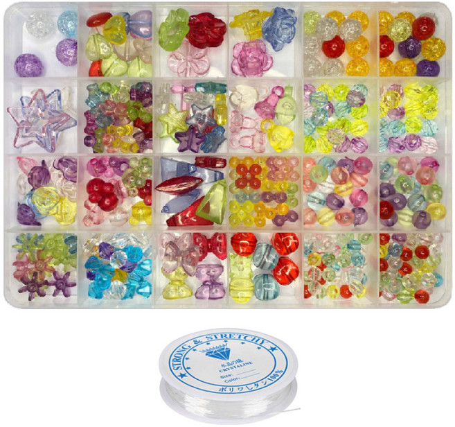 리니팜 24칸 파스텔 비즈 공예 세트, 투명, 1세트