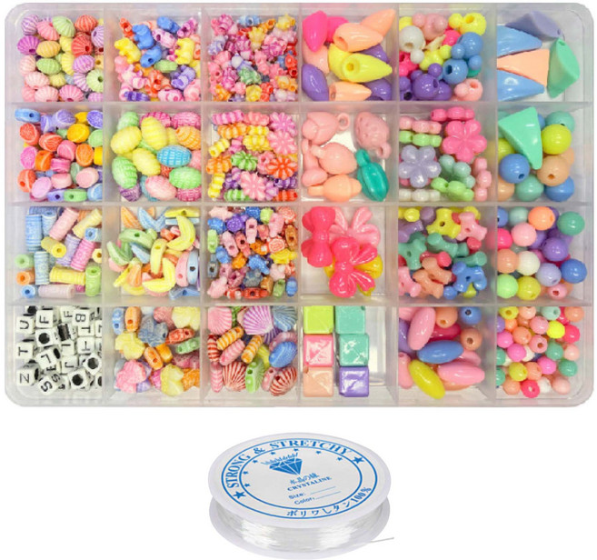 리니팜 24칸 파스텔 비즈 공예 세트, 파스텔 앤 화이트, 1세트