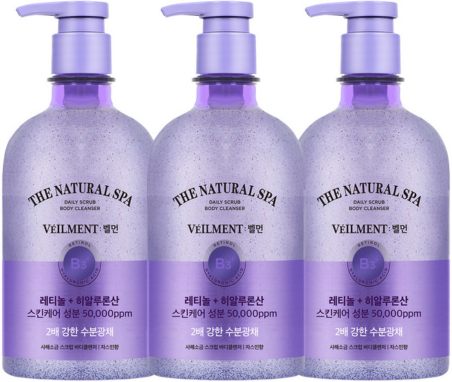 벨먼 스파 수분광채 약산성 스크럽 바디워시 자스민향, 580ml, 3개