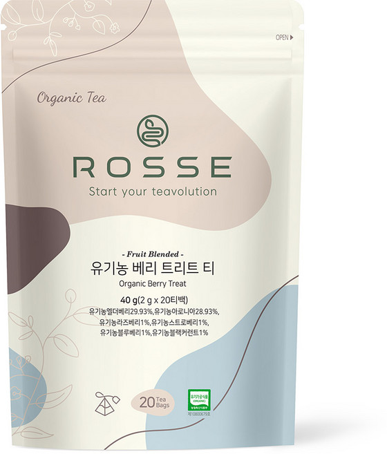 로쎄 유기농 베리 트리트 티백차, 1개, 20개입, 2g