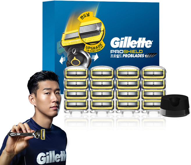 질레트 프로쉴드 옐로우 매뉴얼 면도날, 16개입, 1개