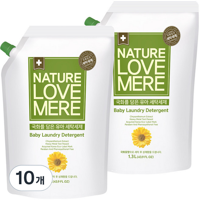 네이쳐러브메레 유아 국화 세제 리필형, 1.3L, 10개