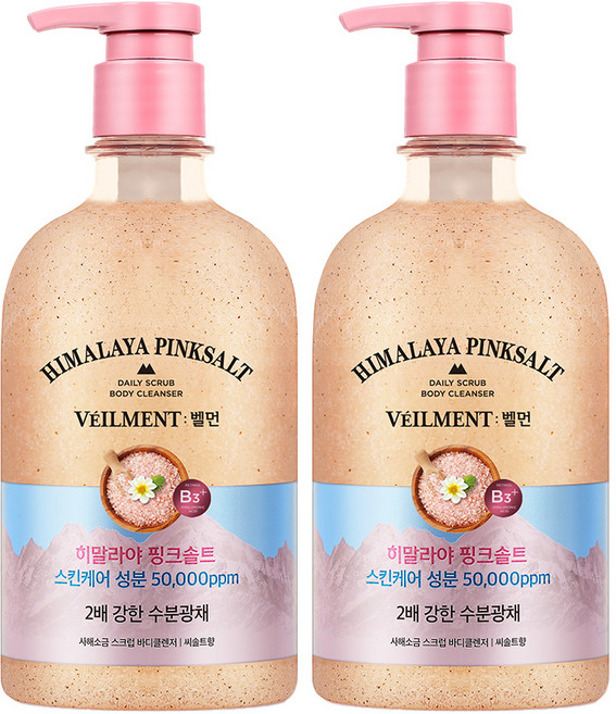 벨먼 스파 수분광채 약산성 스크럽 바디워시 히말라야 핑크솔트, 580ml, 2개