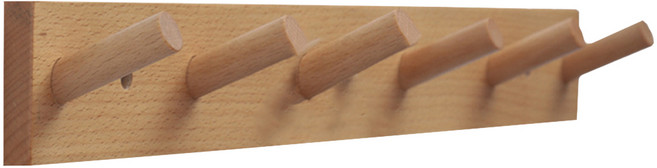 zozo 北歐簡約木質掛衣鉤 6鉤 附無痕膠 LV75-3, 1個, 原木色