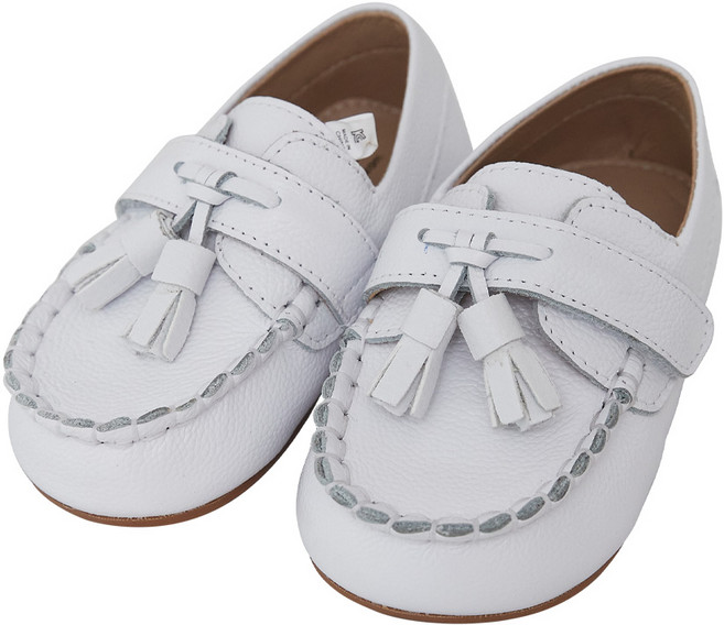 발소리 베이비쨈 남녀공용 가죽 태슬 포인 로퍼