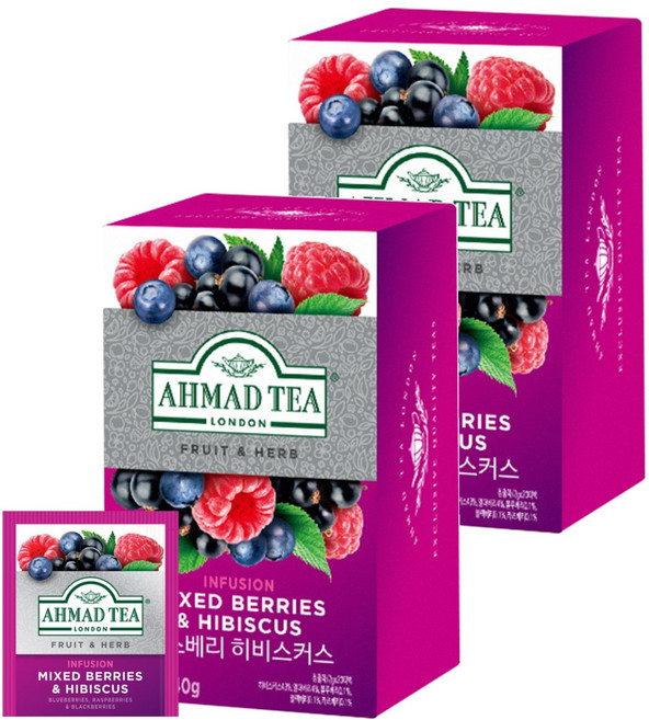 아마드티 믹스베리 앤 히비스커스 허브차 티백, 2g, 20개입, 2개