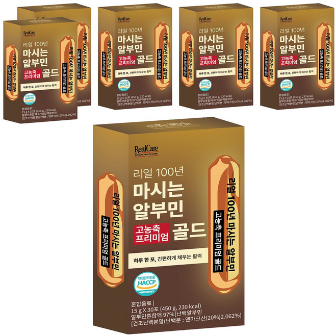 리얼케어 리얼 100년 마시는 알부민 고농축 프리미엄 골드, 30회분, 6개