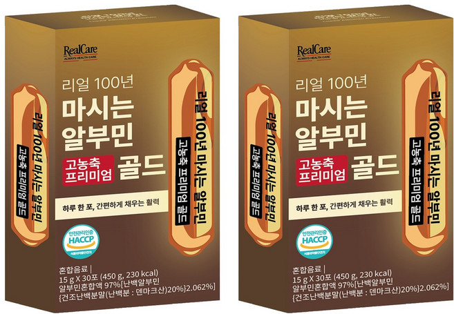 리얼케어 리얼 100년 마시는 알부민 고농축 프리미엄 골드, 30회분, 2개