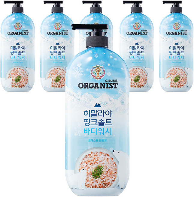 오가니스트 히말라야 핑크솔트 풍성한 거품 산뜻한 바디워시 포레스트향, 865ml, 6개