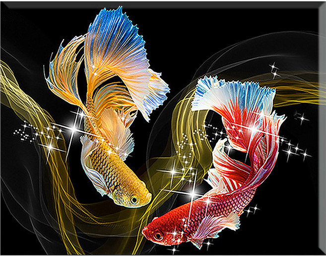 히여 DIY 보석 십자수 캔버스형 40 x 50 cm, 24. 부귀 잉어연인 KS-304, 1세트