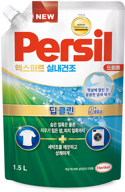 퍼실 엑스퍼트 실내건조 드럼용 액상세제 리필, 1.5L, 1개입, 1개