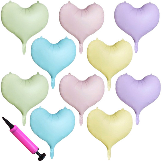 엘로템즈 무광 하트 은박 파티풍선 50 x 50 cm 5종 x 2p 세트, 혼합색상, 1세트
