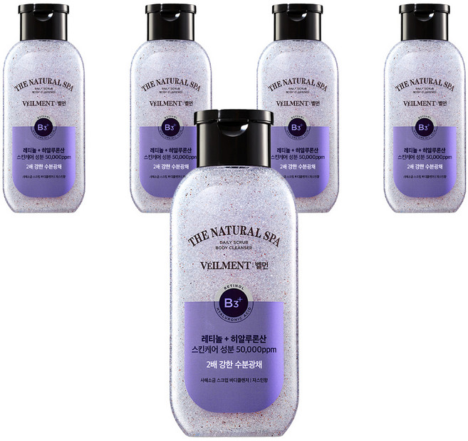 벨먼 내추럴 스파 수분광채 사해소금 스크럽 바디클렌저 자스민향, 200ml, 5개