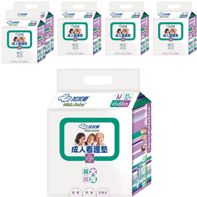 OMA&Baby 拭拭樂 成人看護墊, M(45 x 60cm), 12片, 6包