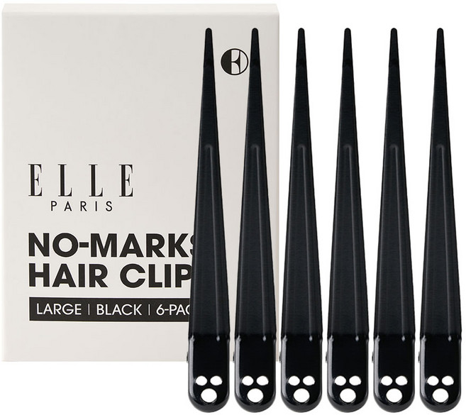 ELLE PARIS 자국없는 집게핀 대, 6개, 블랙