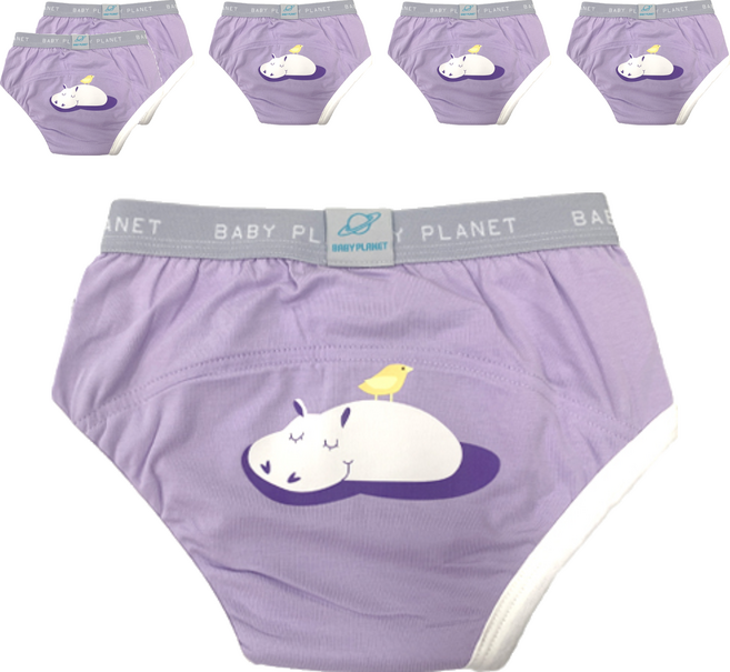 베이비플라넷 아동용 프리미엄 배변 훈련 팬티, 11 하마와 아기새, 6개
