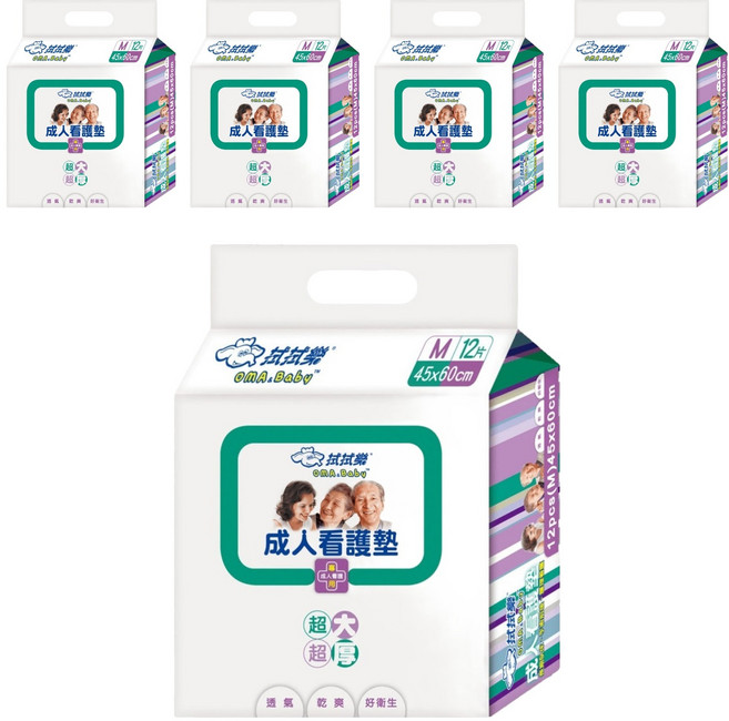 OMA&Baby 拭拭樂 成人看護墊, M(45 x 60cm), 12片, 5包