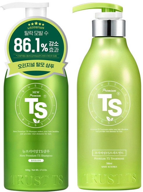 TS 뉴 프리미엄 샴푸 500g + 프리미엄 트리트먼트 500ml 세트, 1세트