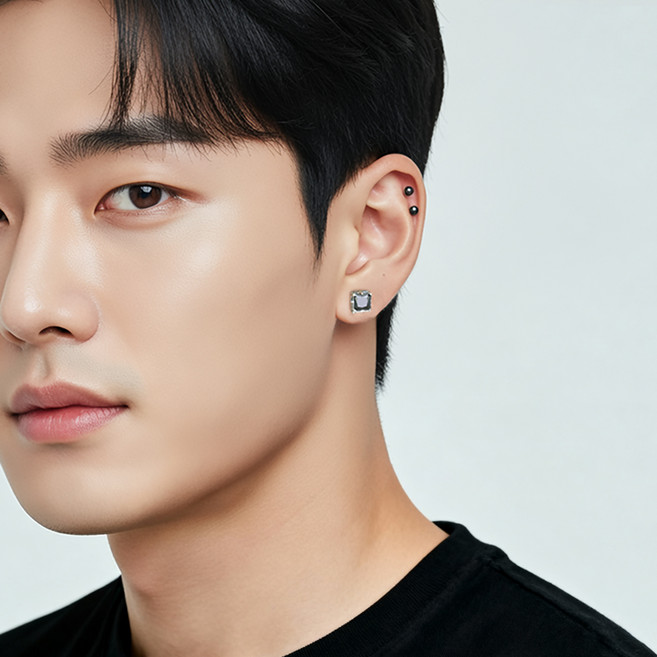 미다미 볼드큐빅 써클 크리스탈 피어싱 2p + 케이스 세트 pc1006