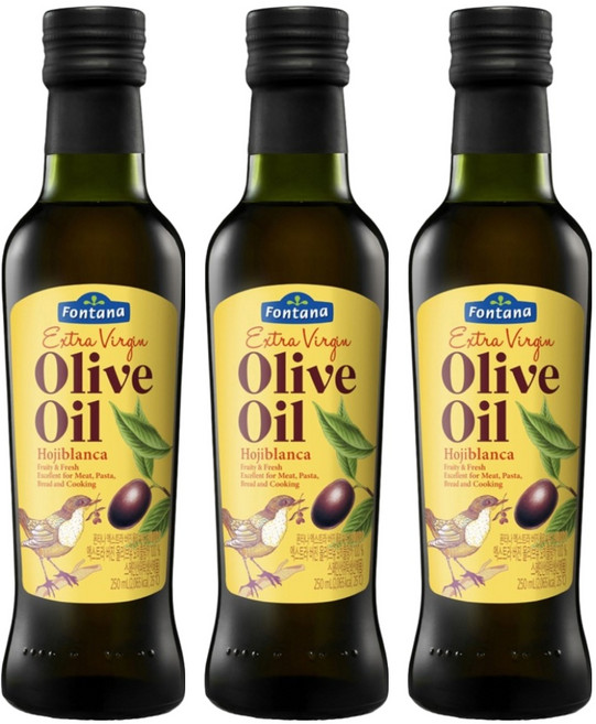 폰타나 오히블랑카 엑스트라 버진 올리브유, 250ml, 3개