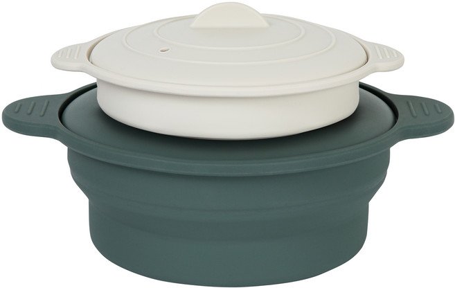 베르덴 실리콘 이유식 계란찜 전자레인지 용기 세트, Ivory + Green, 1개