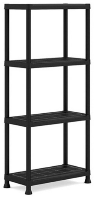 케터 플라스틱 간편조립 선반, 블랙, 4단