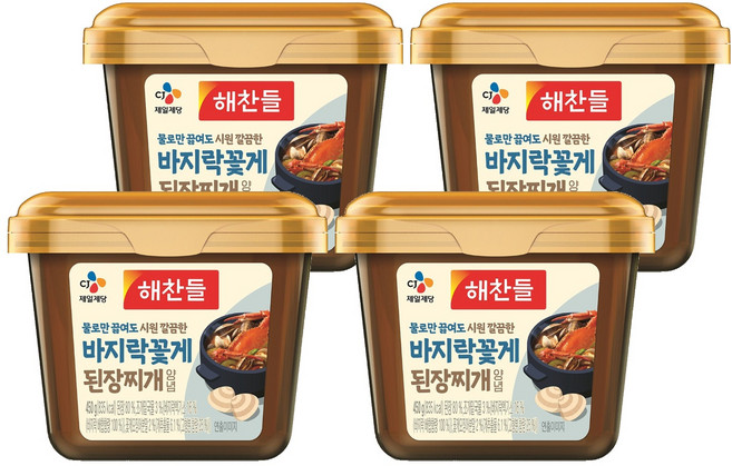 해찬들 물로만 끓여도 시원 깔끔한 바지락꽃게 된장찌개양념, 450g, 4개