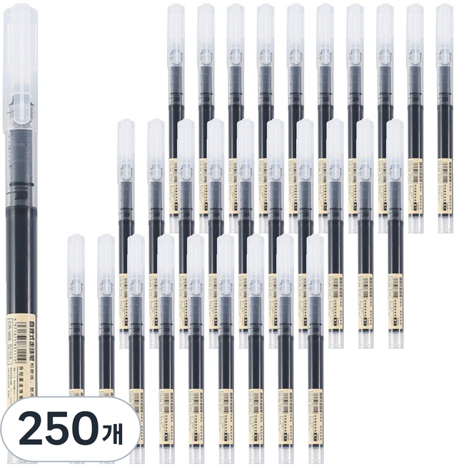 미도리 초대용량 갓성비 0.5mm 중성펜 MDR004, 블랙, 250개
