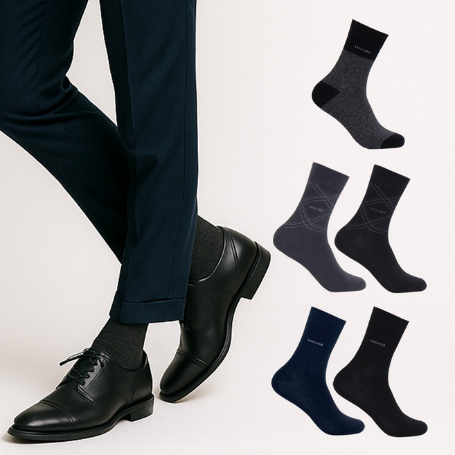 레노마 남성용 정장 혼합 양말 6족 ASST