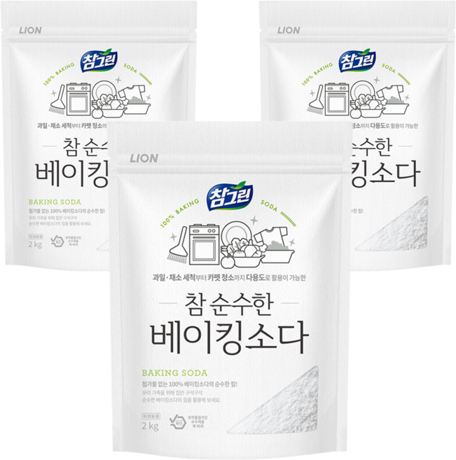 참그린 참 순수한 베이킹소다, 2kg, 3개