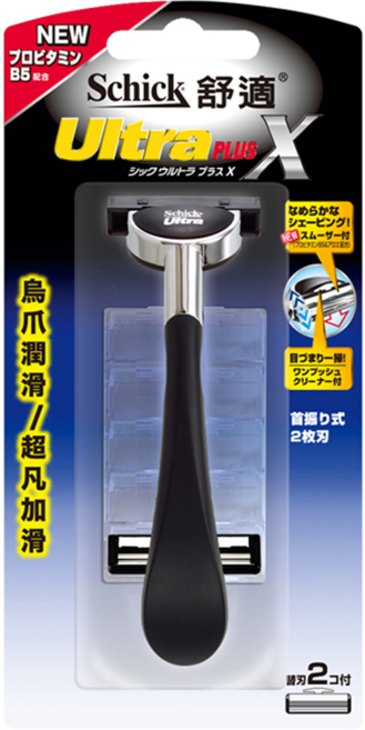Schick 舒適牌 Ultra Plus 烏爪潤滑/超凡加滑刮鬍刀組 刀把 + 刀片 2個, 1組, 3入