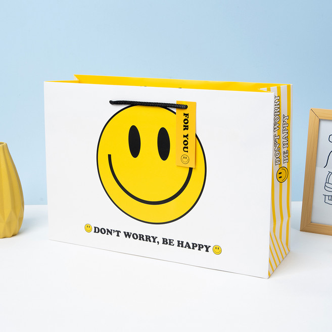 스마일 쇼핑백 10p, 화이트, 1개