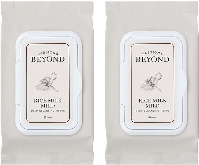 비욘드 라이스밀크 마일드 딥 클렌징 티슈, 50매입, 2개