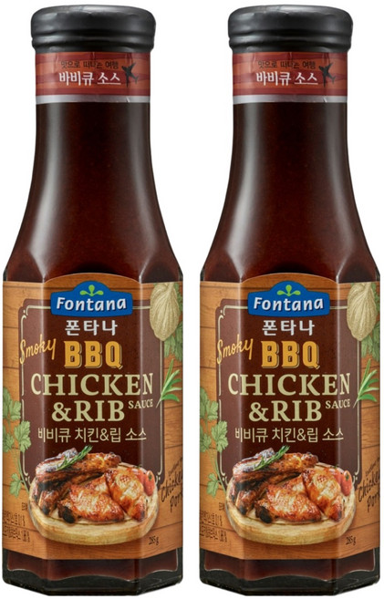 폰타나 스모키 비비큐 치킨 앤 립 소스, 285g, 2개