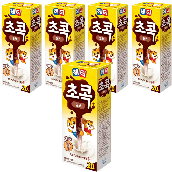 제티 초콕 초코 스트로우, 3.6g, 20개입, 5개