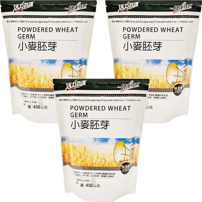 健康時代 小麥胚芽粉 無糖, 450g, 3包