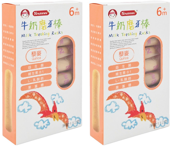 Nnutrinini 脆妮妮 牛奶磨牙棒 6個月以上, 藜麥, 112g, 2盒