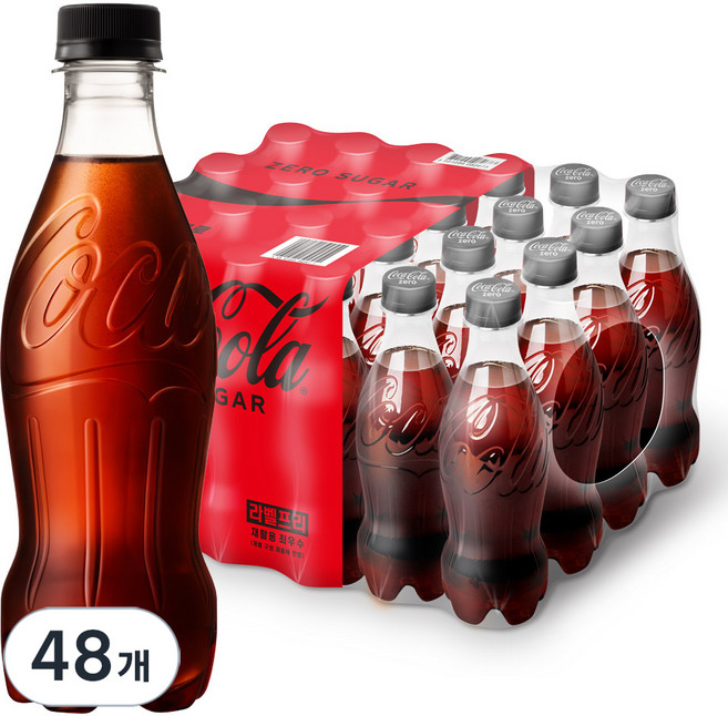 코카콜라 제로 무라벨, 370ml, 48개